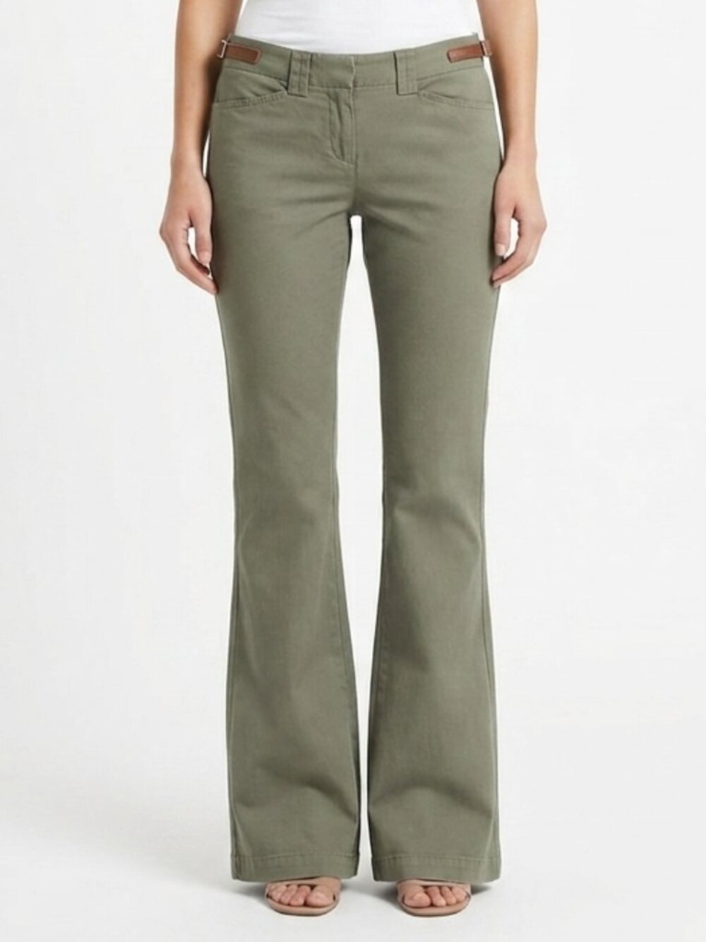 BCBG "Ambrosia" Olive Coloured Stretch Cotton Pant- Sz. 0